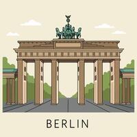 Brandenburg Gate historic monument with neoclassical columns and quadriga sculpture flat design illustration vector