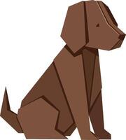 Brown geometric dog sitting with folded ears in minimal flat design style illustration vector