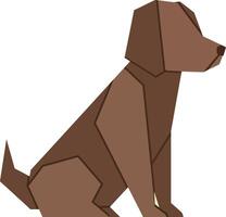 Brown geometric dog sitting in profile with flat shapes and minimal style illustration vector