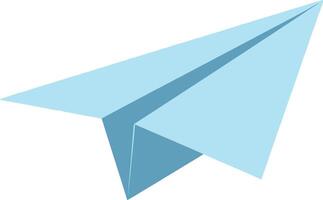 Light blue paper airplane flying in simple flat style minimal illustration vector
