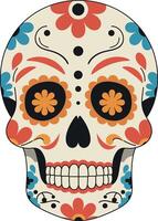 Decorative sugar skull with floral patterns and colorful design in flat style illustration vector