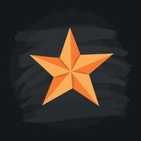 Five-pointed orange star with geometric shading on dark background flat design illustration vector