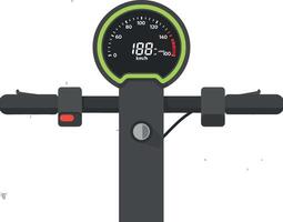 Electric scooter handlebar with speedometer display in flat design illustration vector