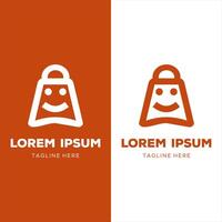 market logo design with a smiling shopping bag symbol vector