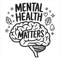 especially mental health themes , Hand drawn brain illustration in human head design style vector