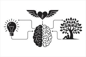 especially mental health illustration set of tree silhouettes and nature icons vector