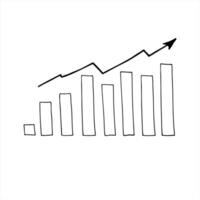 Hand drawn growing bar graph illustration. Column chart changing line art black ink sketch. Tracking the dynamics of changes in economic and financial indicators. Positive growth dynamics vector