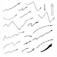 arrows symbol in different shapes and variation graphic outline sketch illustration. Simple line art of curve, for business projects and education vector
