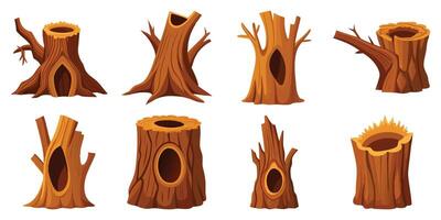 Collection of Various Tree Stumps Illustrations Perfect for Game Design or Cartoon Projects vector