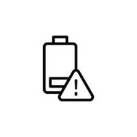 Battery Low Warning Icon Outline Style Problem Alert vector