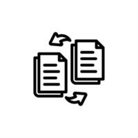 Transferring Documents with Arrows in Simple Outline Style vector