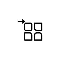 Selecting Grid View Outline Icon with Arrow vector