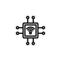 Computer Chip with Wireless Symbol Technology Icon vector