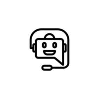 Chatbot Icon with Headset for Customer Support Services vector