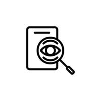 Examining Document with Magnifying Glass and Eye Icon vector