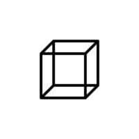 Simple Cube Outline on White Background, Geometric Shape vector