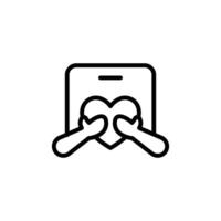 Sharing Love Online Heart on Device with Hands vector