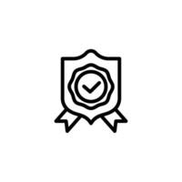 Shield with Check Mark Achieving Success in Outline Style vector