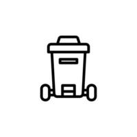 Garbage Container Outline Icon on White Background vector