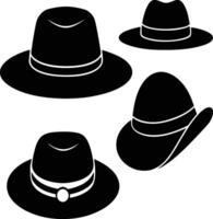 Set of assorted vintage and classic hats isolated. vector