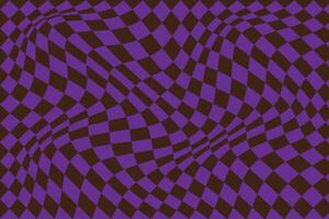simple abstract violet color small rectangle wavy pattern on dark brown background warped purple and brown checkerboard pattern vector