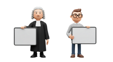 Professions Holding Blank Signs Judge and Programmer 3D Render png