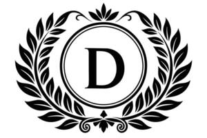 Monogram D Design with Laurel Wreath vector