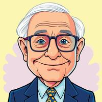 a cartoon of an older man wearing glasses and a tie vector