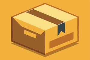 Flattened Cardboard Box with Label, Ready for Shipment vector