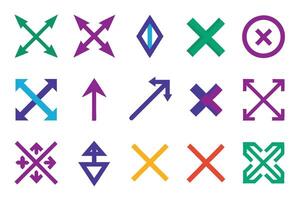 Collection of Colorful Directional and Exclusion Icons vector