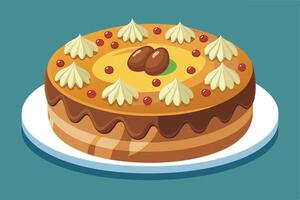 Deliciously Colorful Cartoon Cake with Festive Design vector