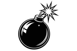 Simple black and white graphic of a bomb exploding. vector