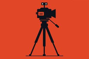Flat Illustration of a Movie Camera on Tripod vector