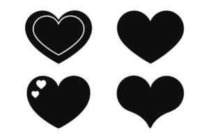 Four simple black heart shapes on a white background. vector