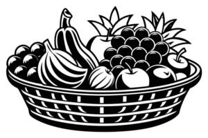 Vintage Illustration of a Fruit Basket vector