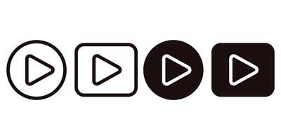 Black play button icon set vector