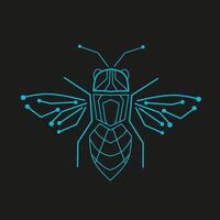 bee design illustration with line art technology style. suitable for logo design elements vector