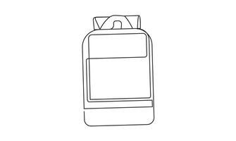 Backpack one line simple drawing isolated on white background concept of travel vector