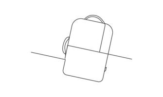 Backpack continuous one line drawing isolated on white background concept of travel vector