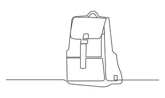 Backpack simple line drawing isolated on white background concept of travel vector