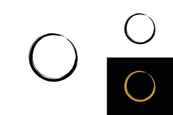 Simple Hand drawn circle brush sketch set. Grunge doodle scribble round circles for message note mark design element. Brush circular smears. Banners, Insignias , Logos, Icons, Labels and Badges.