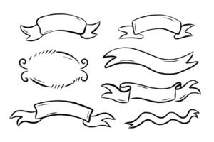 A Collection of HandDrawn Decorative Banners and Ribbons for Various Artistic Uses vector