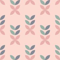 Seamless pattern with abstract geometric flowers and leaves in pastel colors. vector