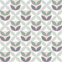 Seamless pattern with abstract geometric flowers and leaves in pastel colors. Scandinavian motifs. vector