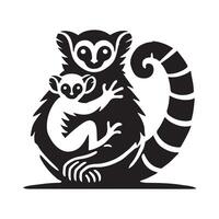 Wild Sifaka Monkey Art Silhouette vector