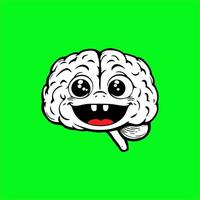 a cartoon brain with teeth on a green background vector