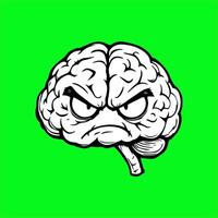 an angry brain on a green background vector