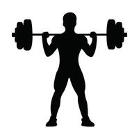 Man Lifting Barbell Silhouette Isolated on White Background vector