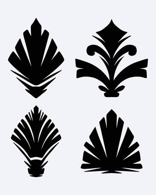 Vintage simple shape ornamen ornate victoria baroque design set collection clip art silhuette ink element editable