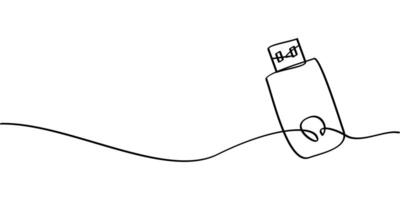 continuous line drawing of usb symbol. abstract line art illustration vector